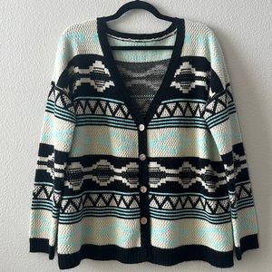 Soft southwestern print cardigan Unknown size but would fit L/Xl best!